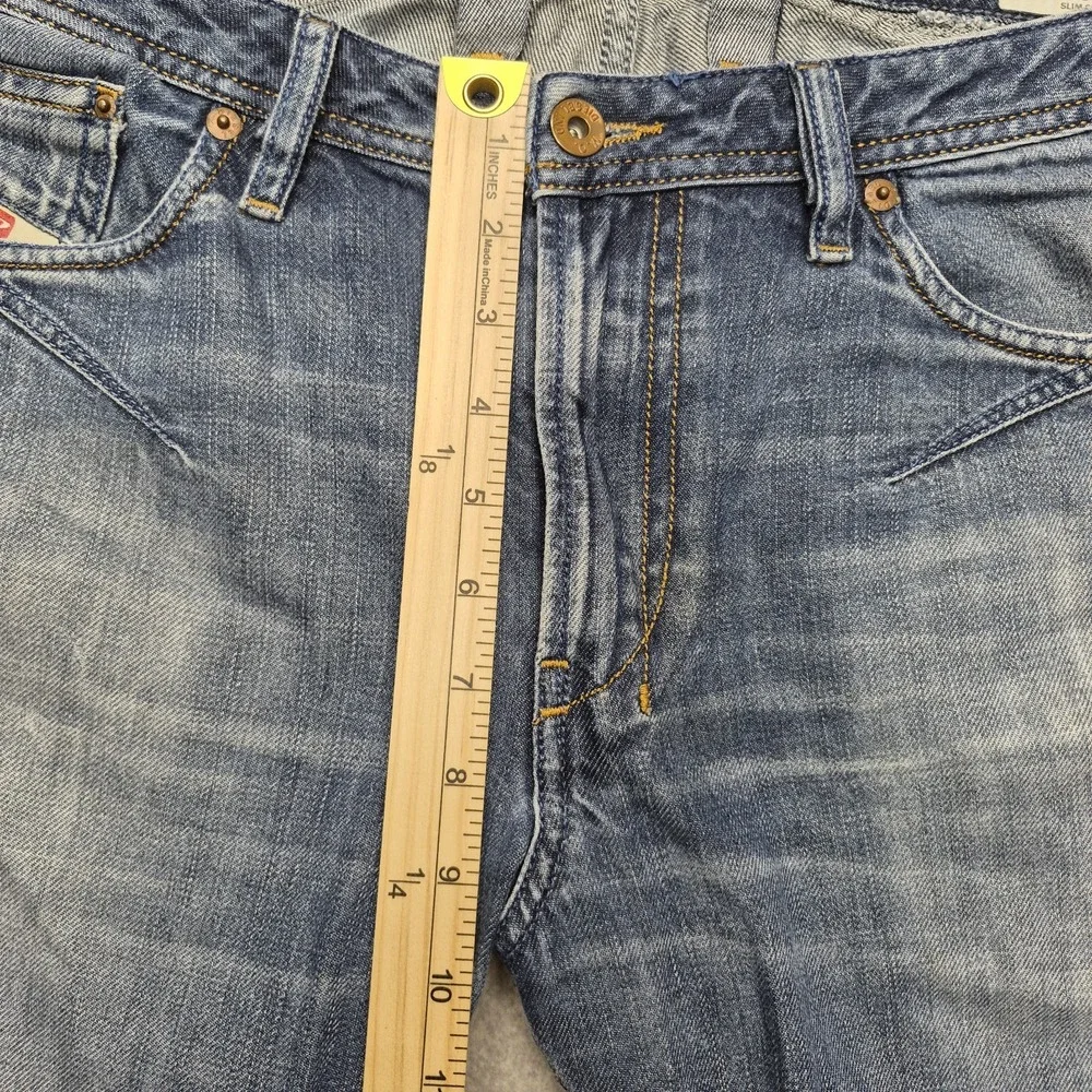 Diesel Shioner Jeans Mens 33x32 Blue Slim Skinny Distressed Denim Y2K Casual
